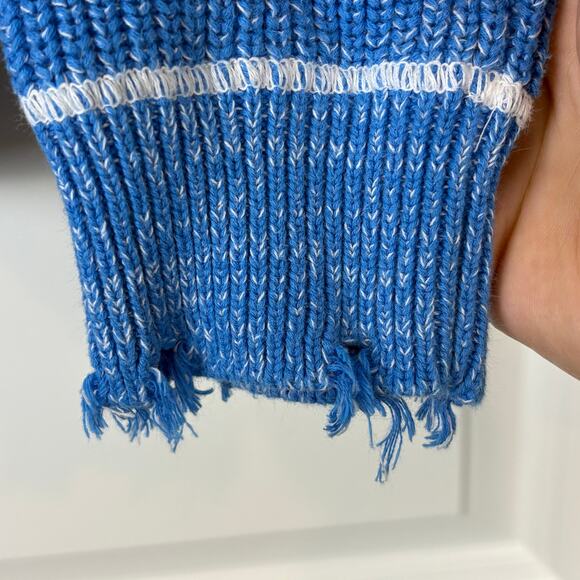 Pistola Blue Distressed Knitted Long Sleeved Sweater Chic Women's Size Small - Picture 2 of 8